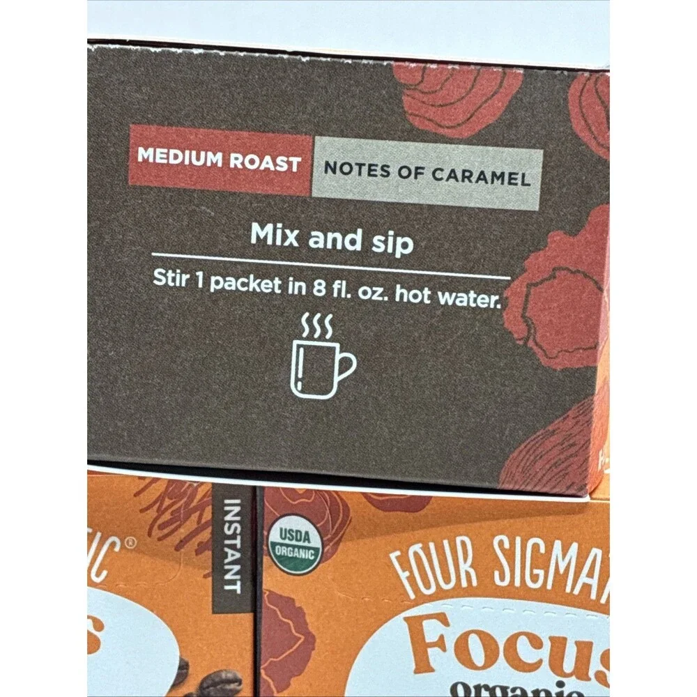 Lot 3 Four Sigmatic Focus Organic Instant Coffee Chaga Mushrooms Lion's Mane 30